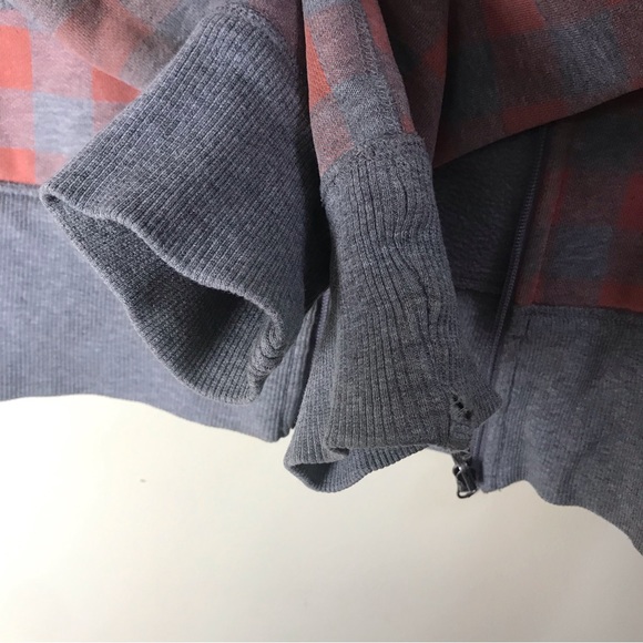 Lululemon RARE Reversible Scuba Remix Hoodie Jacket Cotton Fleece Plaid Pockets - Picture 11 of 15